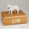 Great Pyrenees figurine cremation urn w/wood box