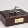 Greyhound figurine cremation urn w/wood box