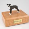 Greyhound figurine cremation urn w/wood box