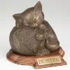 Bronze finish cremation urn for cat ashes