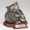 Silver finish urn for cat cremation ashes