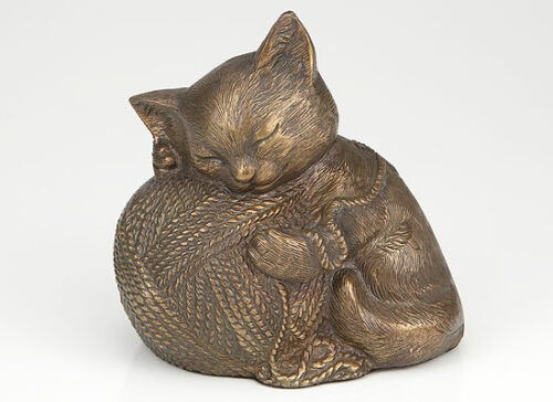 Bronze finish cat urn