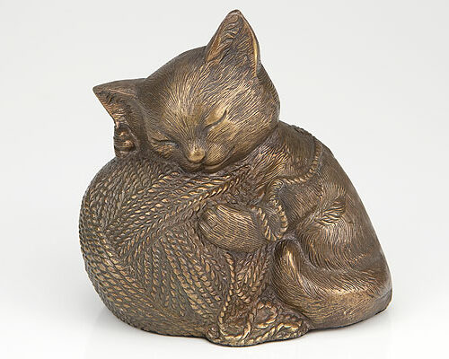 Bronze finish cat urn