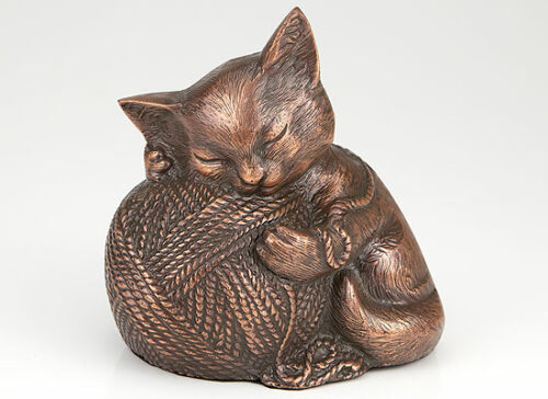 Copper finish cat urn