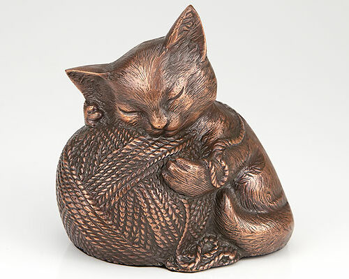 Copper finish cat urn