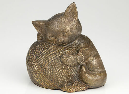 gold finish cat urn