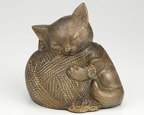 gold finish cat urn