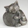 Silver finish cat cremation urn