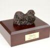 Bronze-look Pekingese figurine cremation urn w/wood box