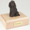 Bronze-look Poodle figurine cremation urn w/wood box