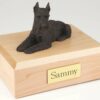 Bronze-look Schnauzer figurine cremation urn w/wood box