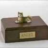 Husky figurine cremation urn w/wood box