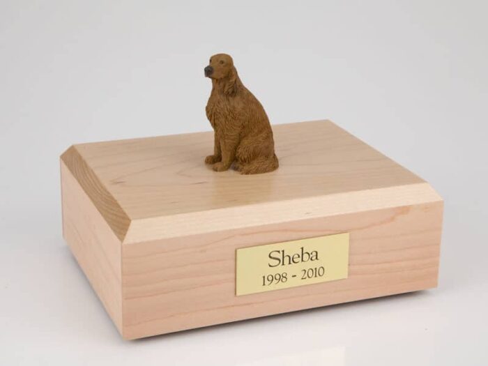 Irish Setter figurine cremation urn w/wood box