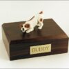 Jack Russell Terrier figurine cremation urn w/wood box