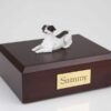 Jack Russell Terrier figurine cremation urn w/wood box