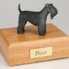 Kerry Blue Terrier figurine cremation urn w/wood box