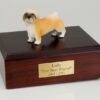 Lhasa Apso figurine cremation urn w/wood box