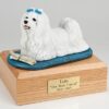 Maltese figurine cremation urn w/wood box