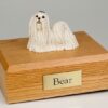 Maltese figurine cremation urn w/wood box