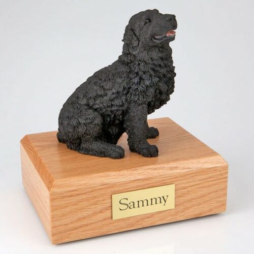 Newfoundland figurine cremation urn w/wood box