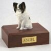 Papillon figurine cremation urn w/wood box
