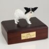 Papillon figurine cremation urn w/wood box