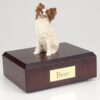 Papillon figurine cremation urn w/wood box