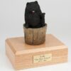 Pomeranian figurine cremation urn w/wood box