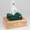 Poodle figurine cremation urn w/wood box