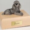 Poodle figurine cremation urn w/wood box