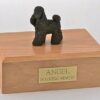 Poodle figurine cremation urn w/wood box