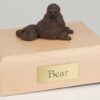 Poodle figurine cremation urn w/wood box