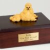 Poodle figurine cremation urn w/wood box