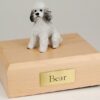 Poodle figurine cremation urn w/wood box