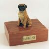 Pug figurine cremation urn w/wood box