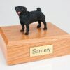 Black Pug figurine cremation urn w/wood box