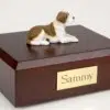 Saint Bernard figurine cremation urn w/wood box