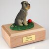 Schnauzer figurine cremation urn w/wood box