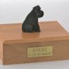 Schnauzer figurine cremation urn w/wood box