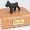 Schnauzer figurine cremation urn w/wood box