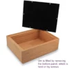 Pet memorial cremation urn, showing bottom panel removed