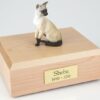 Siamese cat figurine cremation urn w/wood box