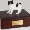 Manx cat figurine cremation urn w/wood box
