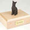 Bronze-look Siamese cat figurine cremation urn w/wood box