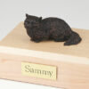 Bronze-look Angora cat figurine cremation urn w/wood box