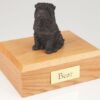 Bronze look Shar Pei figurine cremation urn w/wood box