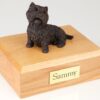 Bronze-look Westie figurine cremation urn w/wood box