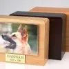 Pet photo urn, made from solid hardwood