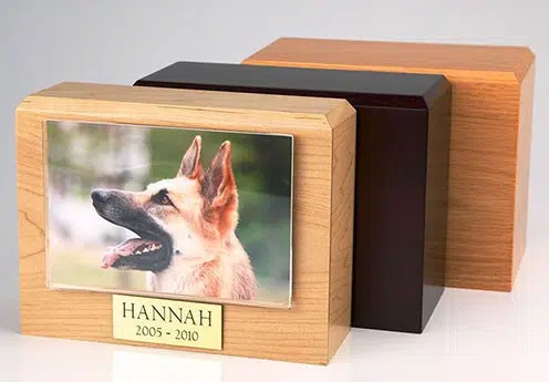 Pet photo urn, made from solid hardwood