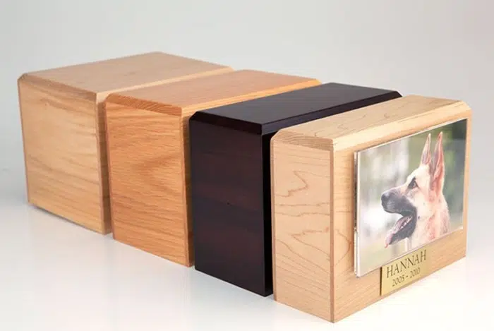 Pet photo urn, made from solid hardwood